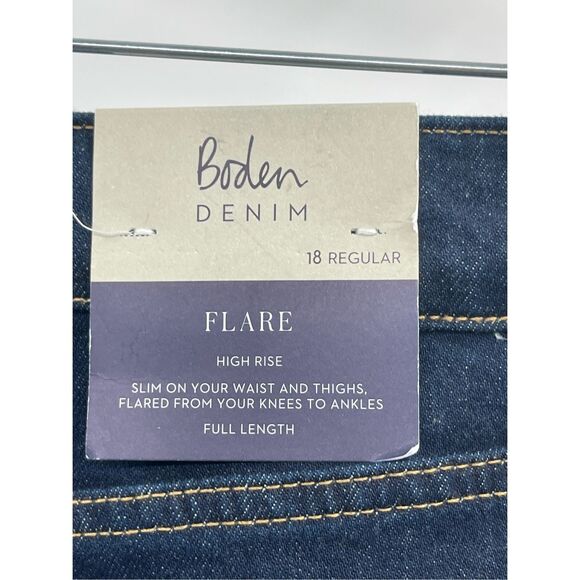 Boden Jeans High Rise Flare Women Size 18‎ R Blue New - Picture 6 of 12